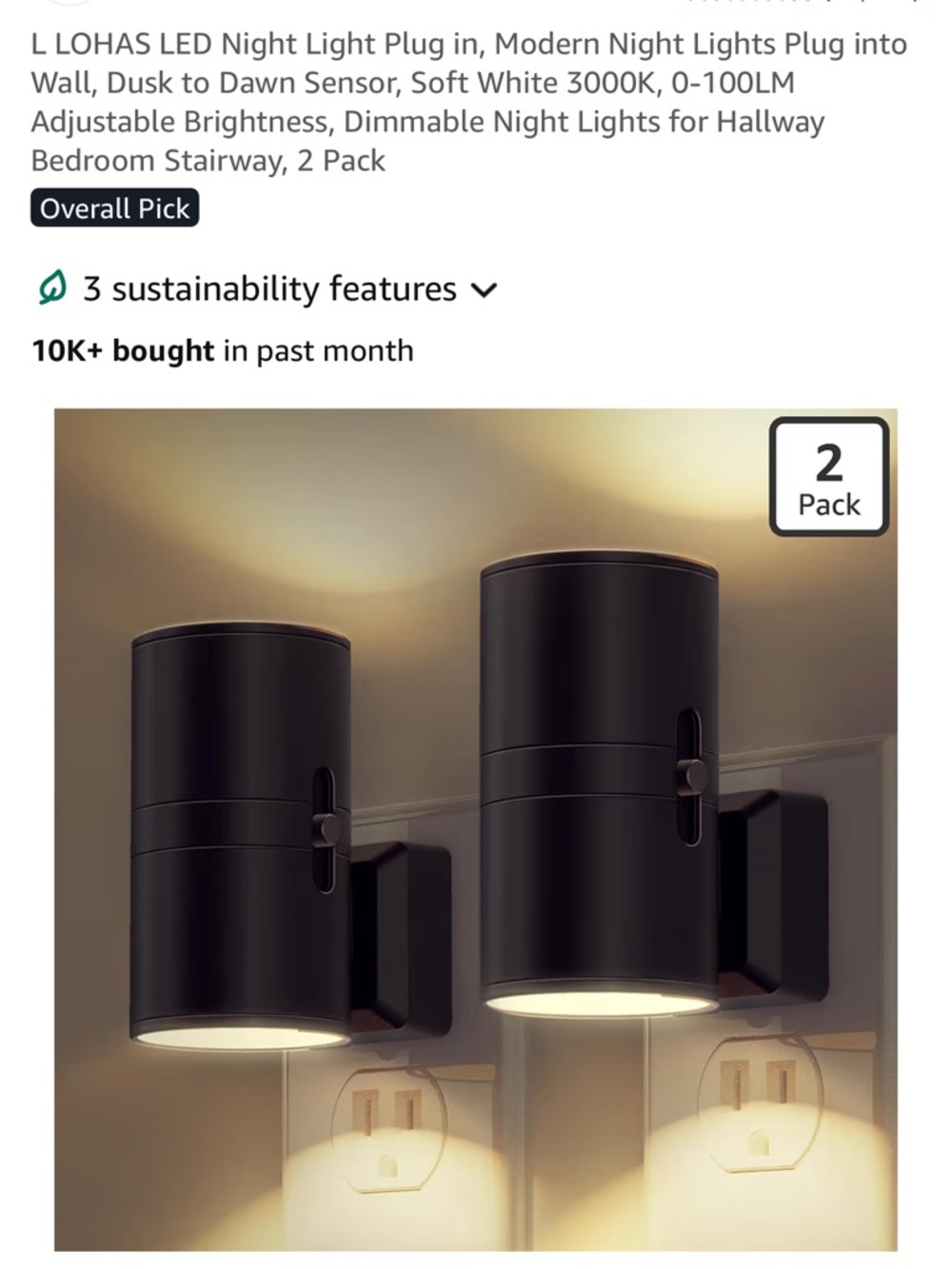LED Plug-In Wall Night Light, Soft White 8 pack